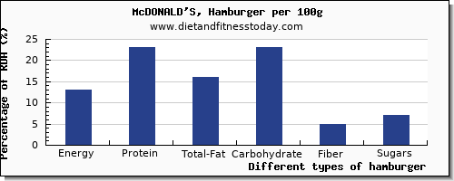 nutritional value and nutrition facts in hamburger per 100g